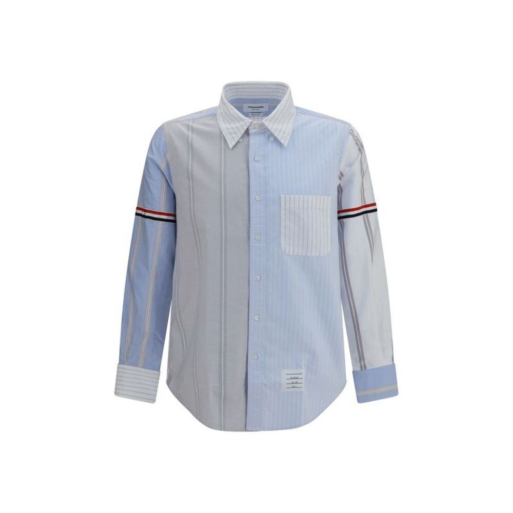 Thom Browne Blue Cotton Pattern Men's Shirt